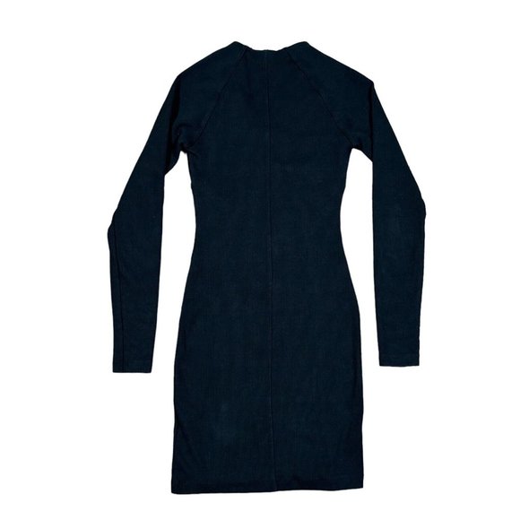 Nike Air Women's Size‎ XS Ribbed Bodycon Dress DM6057-010 Black 1/2 Zip - Picture 3 of 7